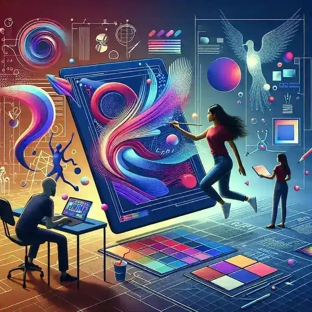 "Infográfico ilustrativo sobre os princípios do design digital, destacando dicas e técnicas essenciais para iniciantes e profissionais, presente no artigo 'Entendendo o Design Digital: Um Guia Completo para Iniciantes e Profissionais'."