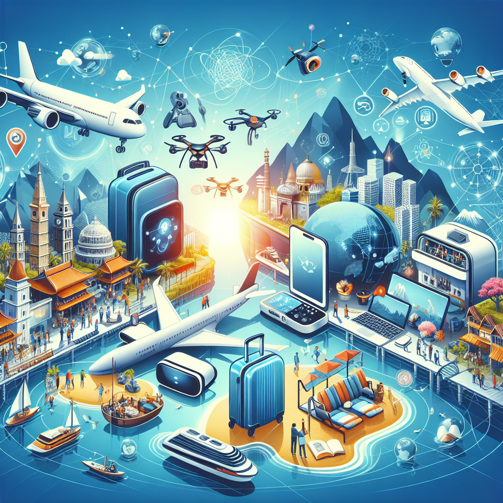 "Modern travel technology devices enhancing global travel experience, showcasing innovation in transportation and navigation for travelers."