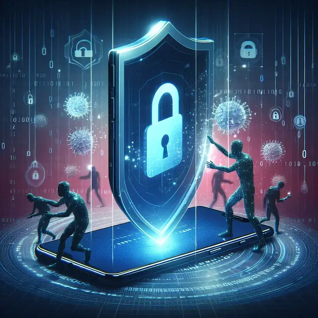 "Imagem ilustrativa de um smartphone protegido com um cadeado digital, simbolizando as melhores práticas de segurança para evitar tentativas de hacking."